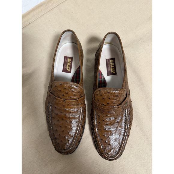Bally Prestige 1669 Shoes Mens Size 9.5 Brown Ostrich Loafers Slip On Dress main image 12